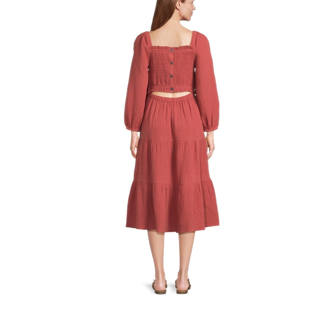 beachlunchlounge Women's Cutout Back Smocked Midi Dress L - Picture 2 of 15